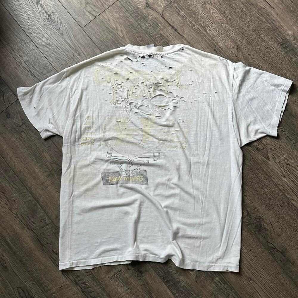 Vintage 90s 1993 Fall Tour Grateful Dead Thrashed White Band Tee - Picture 7 of 8